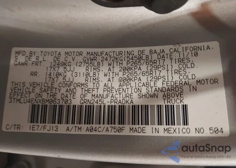 2011 Toyota Tacoma Base V6 из США, поврежденный, VIN 3TMLU4ENXBM063703